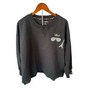 KARL LAGERFELD‎ Paris Black Embellished Sunglasses Eiffel Tower Sweatshirt 3X